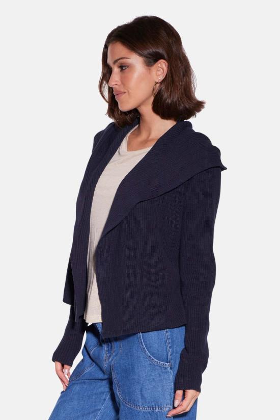  블루&크림 가디건 코튼 셰이커 플라이어웨이 카디건 - BLUE&CREAM