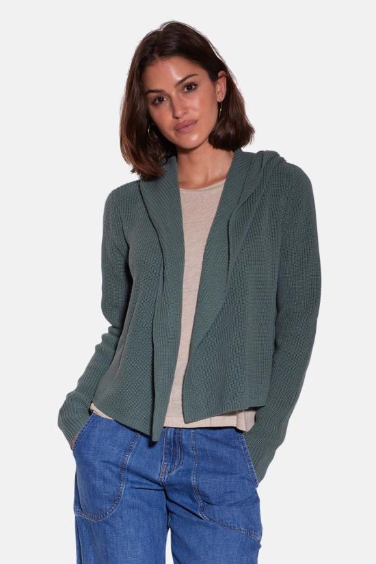  블루&크림 가디건 코튼 셰이커 플라이어웨이 카디건