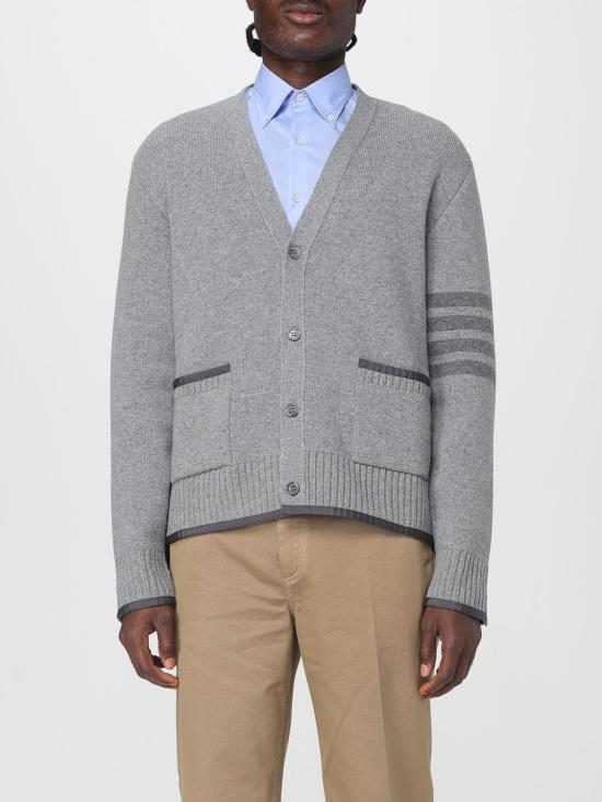 25FW 톰브라운 4바 밀라노 스티치 브이넥 메리노 울 가디건 MKC608AY1029 055 Grey