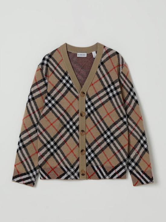 25FW [키즈] 버버리 Graham Check 그레이엄 체크 니트 가디건 8104300 B9368 Beige