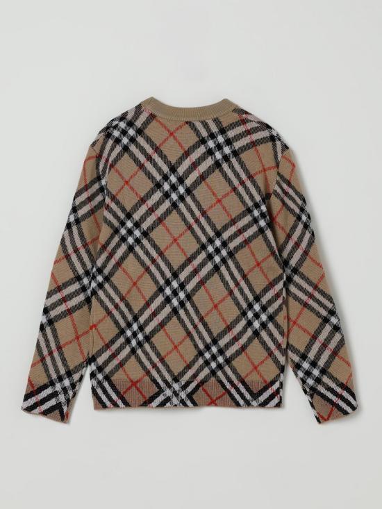 25FW [키즈] 버버리 Graham Check 그레이엄 체크 니트 가디건 8104300 B9368 Beige - BURBERRY