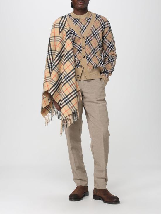 25FW 버버리 울 브이넥 체크 가디건 8110629 Sand - BURBERRY