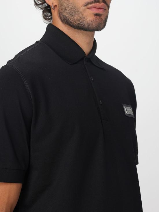 25FW 돌체앤가바나 로고 태그 코튼 폴로 셔츠 G8PL4TG7F2H N0000 Black - DOLCE & GABBANA