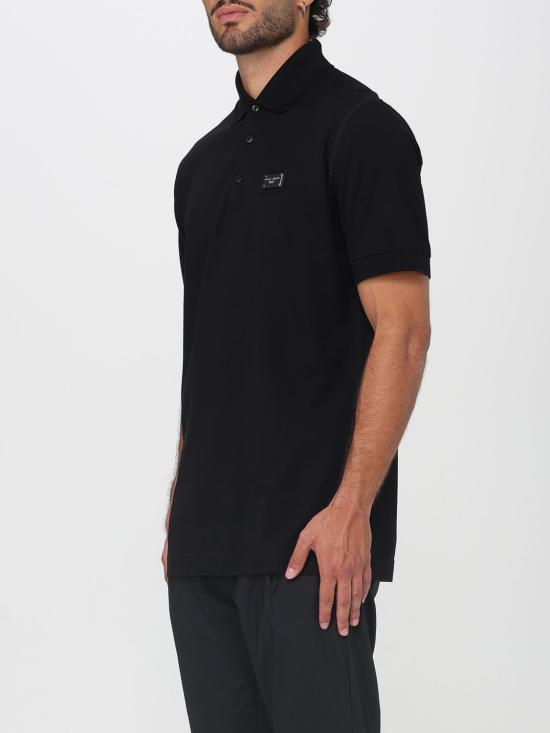 25FW 돌체앤가바나 로고 태그 코튼 폴로 셔츠 G8PL4TG7F2H N0000 Black - DOLCE & GABBANA