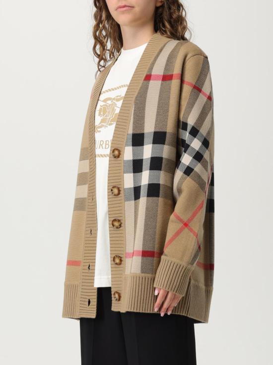 25FW 버버리 오버사이즈 핏 체크 울 블렌드 가디건  8039153 Beige - BURBERRY