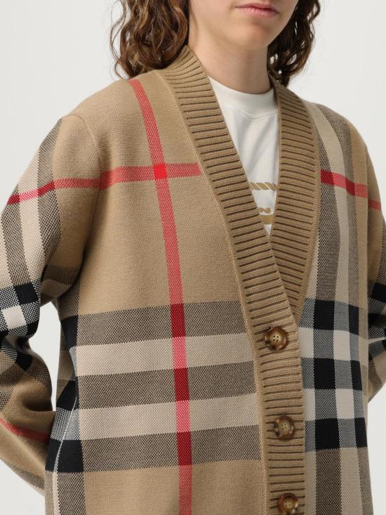 25FW 버버리 오버사이즈 핏 체크 울 블렌드 가디건  8039153 Beige - BURBERRY