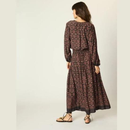  나탈리 마틴 롱 스커트 벨라 스커트 플뢰르 드 리스 블랙 - NATALIE MARTIN