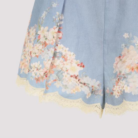 25FW 짐머만 숏팬츠 3558ASS255 TEAL BLUE BOTANICAL FLORAL - ZIMMERMANN