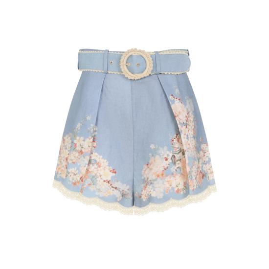 25FW 짐머만 숏팬츠 3558ASS255 TEAL BLUE BOTANICAL FLORAL - ZIMMERMANN