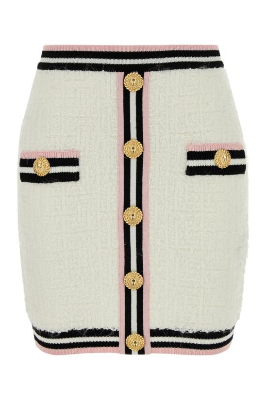  발망 숏 스커트 CF0LB292KG15 GQW BLANCNOIRBLANCROSE