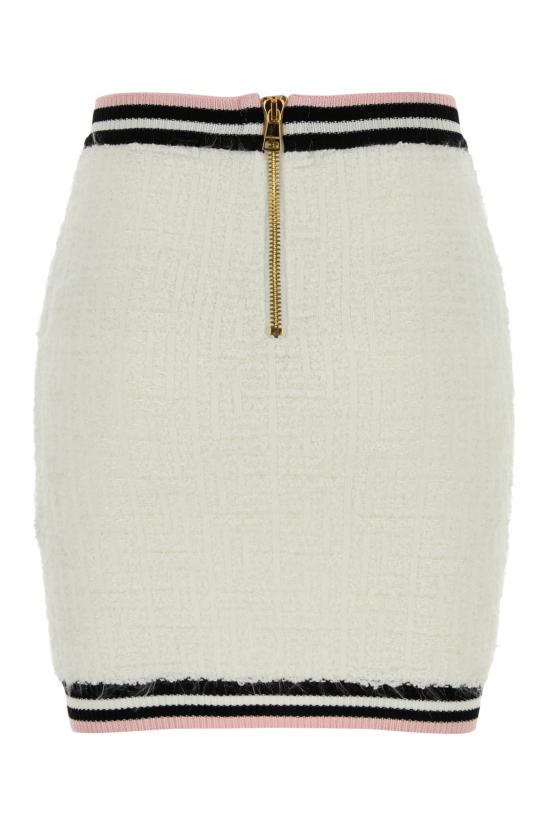  발망 숏 스커트 CF0LB292KG15 GQW BLANCNOIRBLANCROSE - BALMAIN