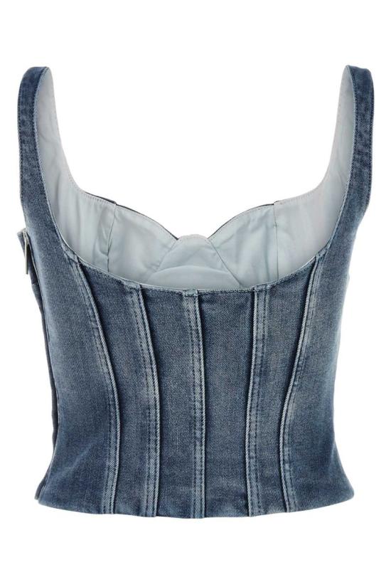  오프화이트 민소매 티셔츠 OWYP007S24DEN001 4000 BLUE - OFF WHITE