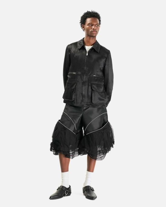 꼼데가르송 가죽 자켓 Comme Des Garçons 폴리에스테르 태피터 프릴 안감 재킷 - COMME DES GARCONS