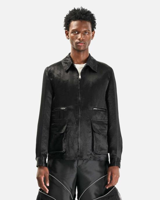  꼼데가르송 가죽 자켓 Comme Des Garçons 폴리에스테르 태피터 프릴 안감 재킷