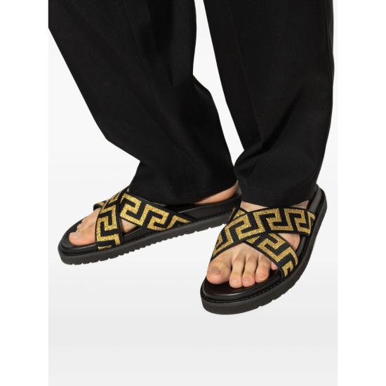 25FW 베르사체 뮬/슬리퍼 1A14635 1016188 2B130 BLACK YELLOW - VERSACE