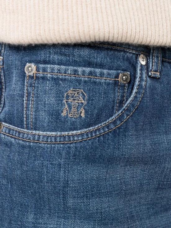 25FW 브루넬로 쿠치넬리 백 로고 패치 슬림 데님 M0Z37X1290 C1471 OLD MEDIUM DENIM - BRUNELLO CUCINELLI