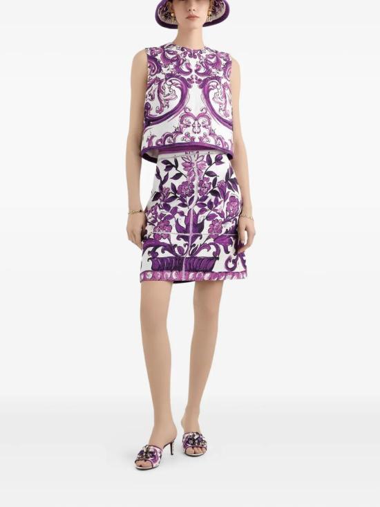 25FW 돌체앤가바나 미디 스커트 F4C7ET FPFSO IP3TN MIX MAIOLICA VIOLA - DOLCE & GABBANA