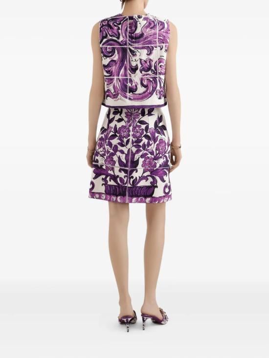 25FW 돌체앤가바나 미디 스커트 F4C7ET FPFSO IP3TN MIX MAIOLICA VIOLA - DOLCE & GABBANA