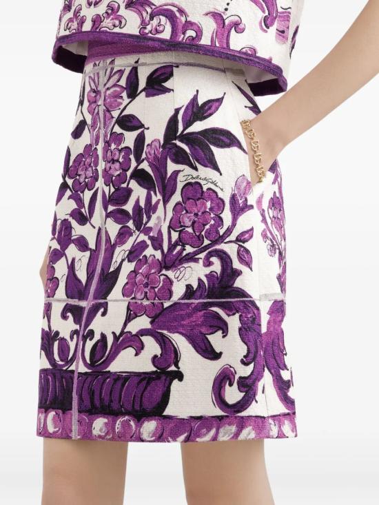 25FW 돌체앤가바나 미디 스커트 F4C7ET FPFSO IP3TN MIX MAIOLICA VIOLA - DOLCE & GABBANA