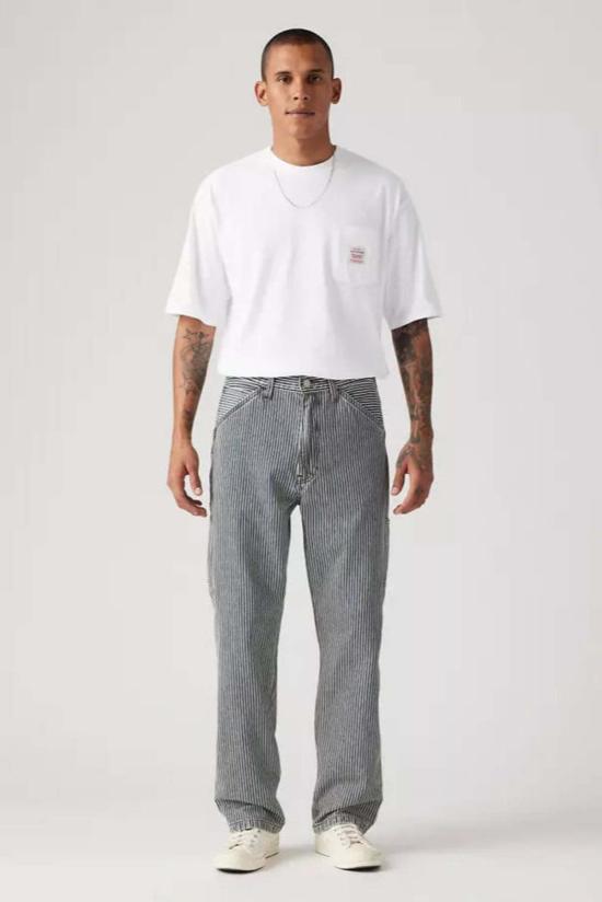  리바이스 치노 팬츠 568 루즈핏 스트레이트 카펜터 팬츠 에이지드 레일로드 스트라이프 - LEVI'S