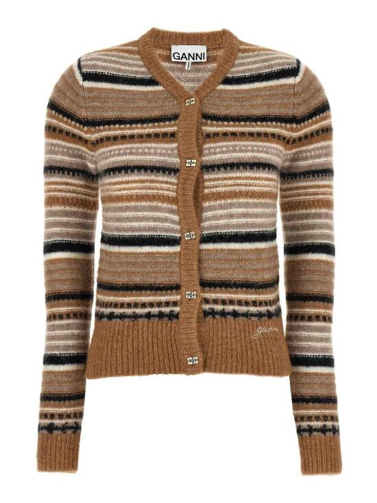 25FW 가니 스트라이프 소프트 울 가디건   K2235177 Beige