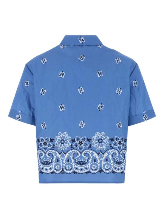 25FW 미우미우 프린티드 슬럽 포플린 셔츠 MK1951 17XXF061M Light Blue - MIU MIU