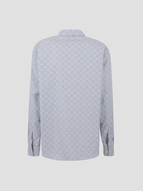 25FW 구찌 스트라이프 코튼 자카드 셔츠 835667Z7AQC 4421 AZURE WHITE - GUCCI
