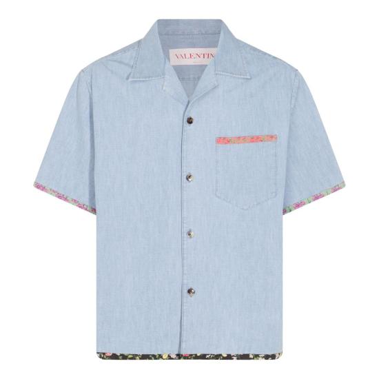 25SS 발렌티노 가라바니 반팔 셔츠 6V0DB04LALM 508 BLUE