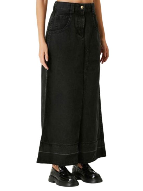  팜앤젤스 미디 스커트 PWYF016F24DEN0011010 Black - PALM ANGELS
