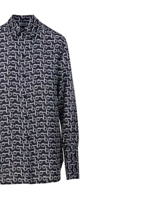  버버리 프린트 실크 셔츠 8090732 B9593 SILVER BLACK - BURBERRY