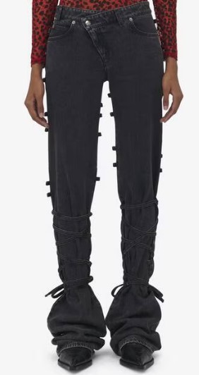 24FW 알렉산더 맥퀸 스트레이트 팬츠 804375QMACX 1307 BLACK STONEWASHED