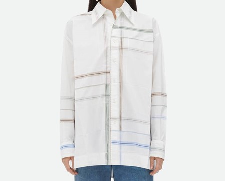  보테가베네타 셔츠 769403V3OS0 9114 WHITE BLUE GREEN TAU