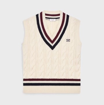 25SS 셀린느 니트 베스트 RY0BMD062 FZV1 ECRU BURGUNDY NAVY