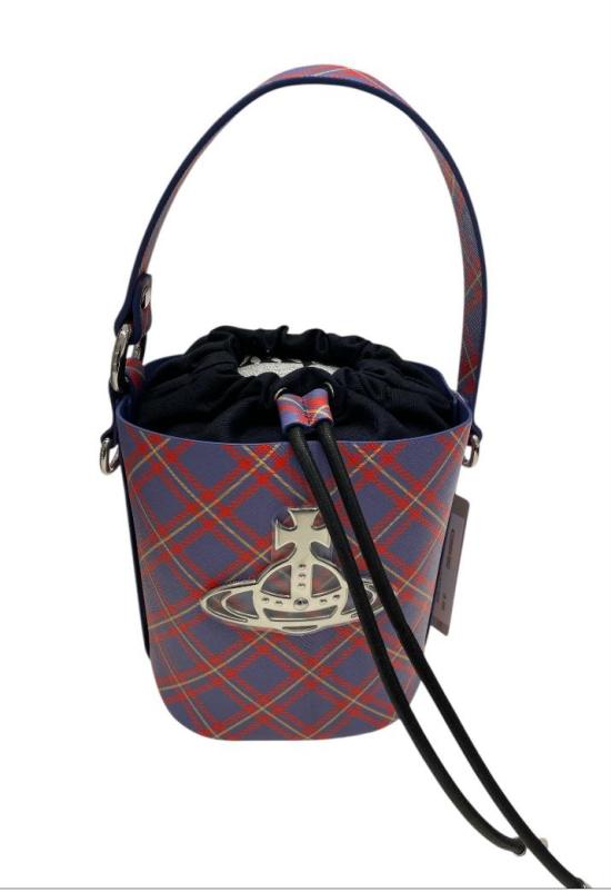 25SS 비비안웨스트우드 토트백 4C030005WS0022 K302 BLUE ORANGE TARTAN