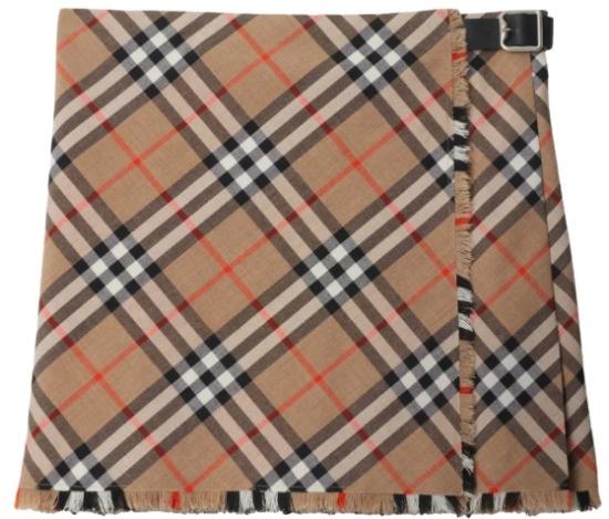 25SS 버버리 빈티지 체크 패턴 울 블렌드 미니 스커트 8102634 C2044 NUT IP CHECK