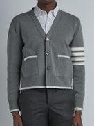  톰브라운 4바 스트라이프 밀라노스티치 포인트 티핑 가디건  MKC460AY3006 055 LT GREY 055