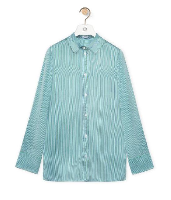  로에베 셔츠 S540Y05X83 2867 GREEN BLUE WHITE