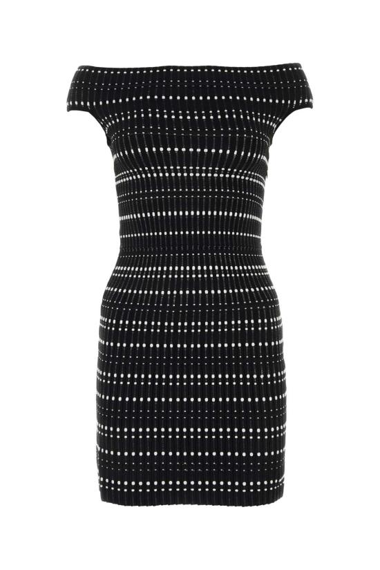  알렉산더 맥퀸 숏 원피스 758549Q1A6P 1104 BLACK WHITE