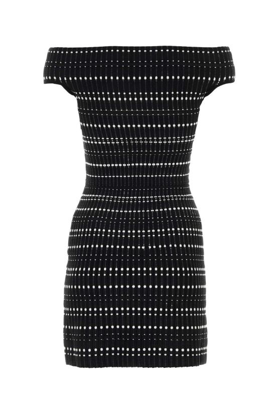  알렉산더 맥퀸 숏 원피스 758549Q1A6P 1104 BLACK WHITE - ALEXANDER MCQUEEN