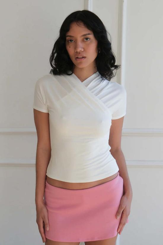  길 반팔 티셔츠 젤 옥스포드 티셔츠 화이트