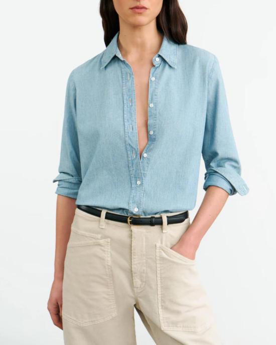  닐리로탄 셔츠 Nili Lotan Monti 데님 셔츠 샴브레이 - NILI LOTAN