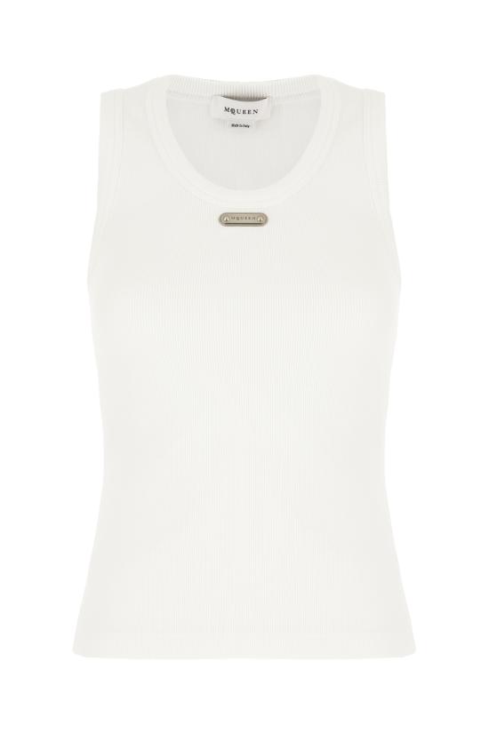 25FW 알렉산더 맥퀸 로고 플래킷 탱크탑 839507QLAER 9000 OPTICAL WHITE