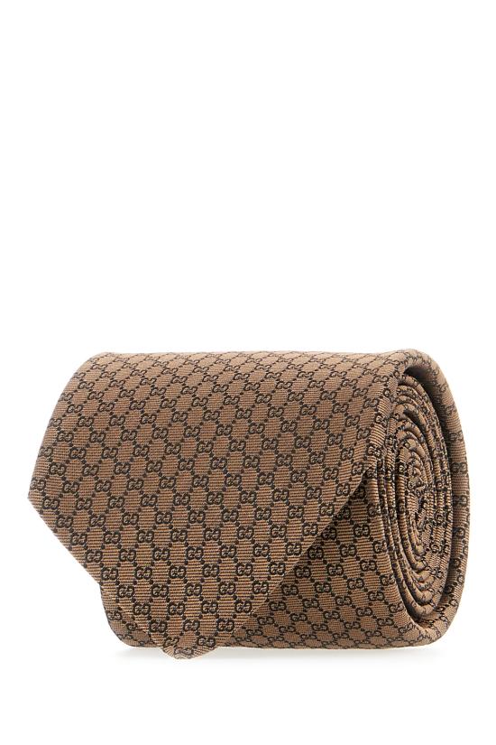 25FW 구찌 GG 실크 자카드 타이 8361324E009 9800 CAMEL