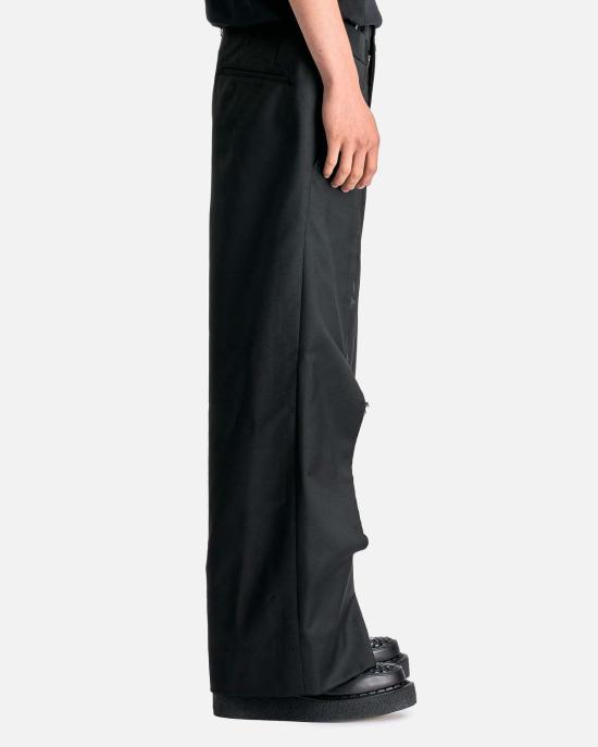  꼼데가르송 스트레이트 팬츠 Comme Des Garçons 스플라이스 울 나일론 와이드 레그 팬츠 블랙 - COMME DES GARCONS