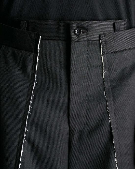  꼼데가르송 스트레이트 팬츠 Comme Des Garçons 스플라이스 울 나일론 와이드 레그 팬츠 블랙 - COMME DES GARCONS