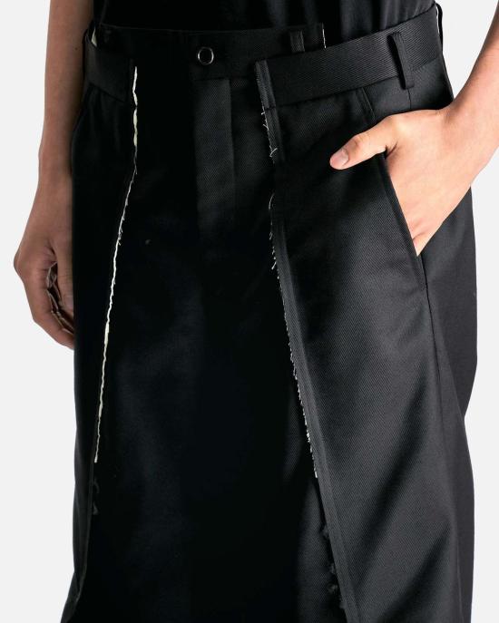  꼼데가르송 스트레이트 팬츠 Comme Des Garçons 스플라이스 울 나일론 와이드 레그 팬츠 블랙 - COMME DES GARCONS