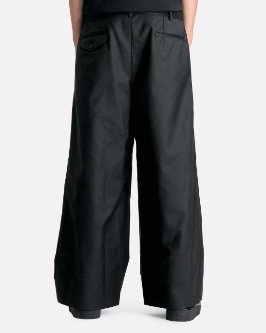  꼼데가르송 스트레이트 팬츠 Comme Des Garçons 스플라이스 울 나일론 와이드 레그 팬츠 블랙 - COMME DES GARCONS