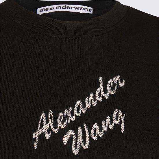  알렉산더 왕 반팔 티셔츠 핫픽스 로고 슈렁큰 티셔츠 블랙 - ALEXANDER WANG