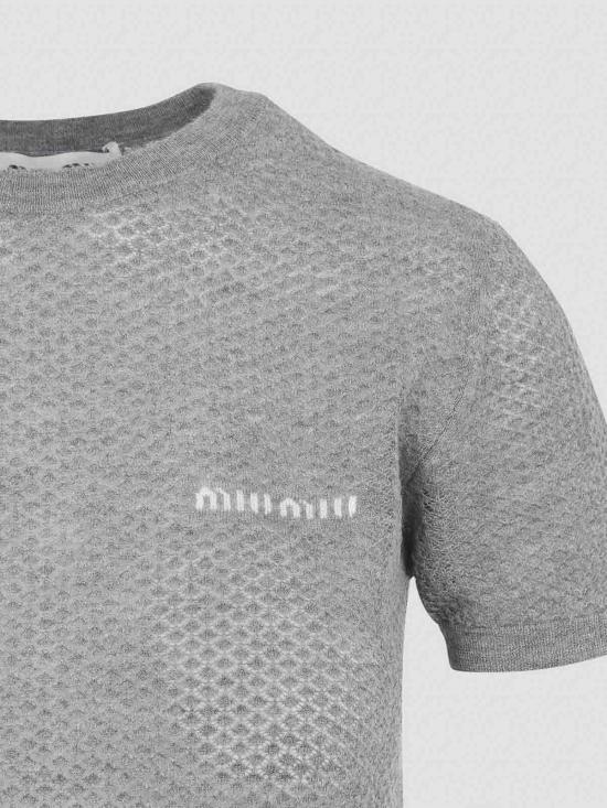 26SS 미우미우 반팔 티셔츠 MMLB30SOOO17NNF0031 Grey - MIU MIU
