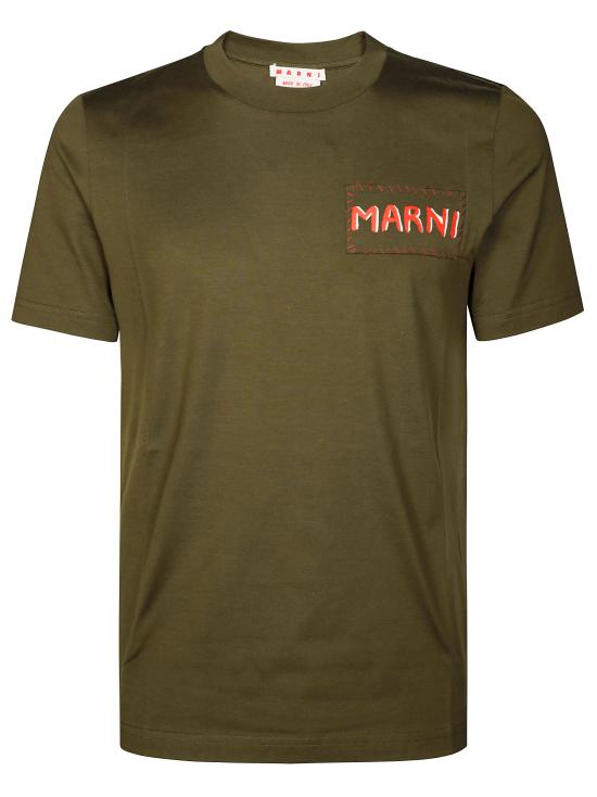 25FW 마르니 반팔 티셔츠 HUMU0198X0UTC446 00V58 VERDE